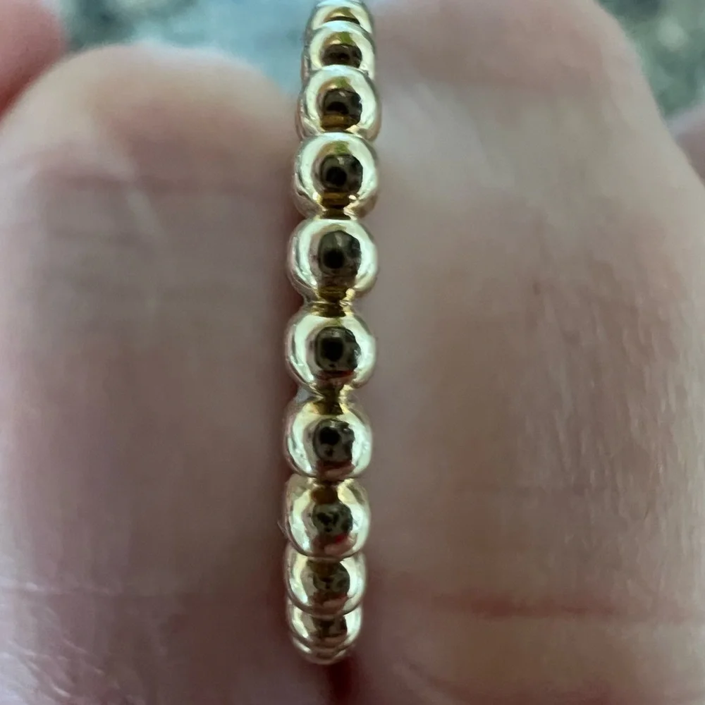 14K Stackable Beaded Band